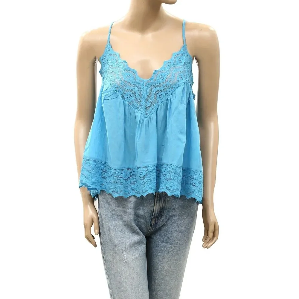 Intimately Free People Fiona Cami Blouse Top Tank Sleeveless Lace Slip M 290165